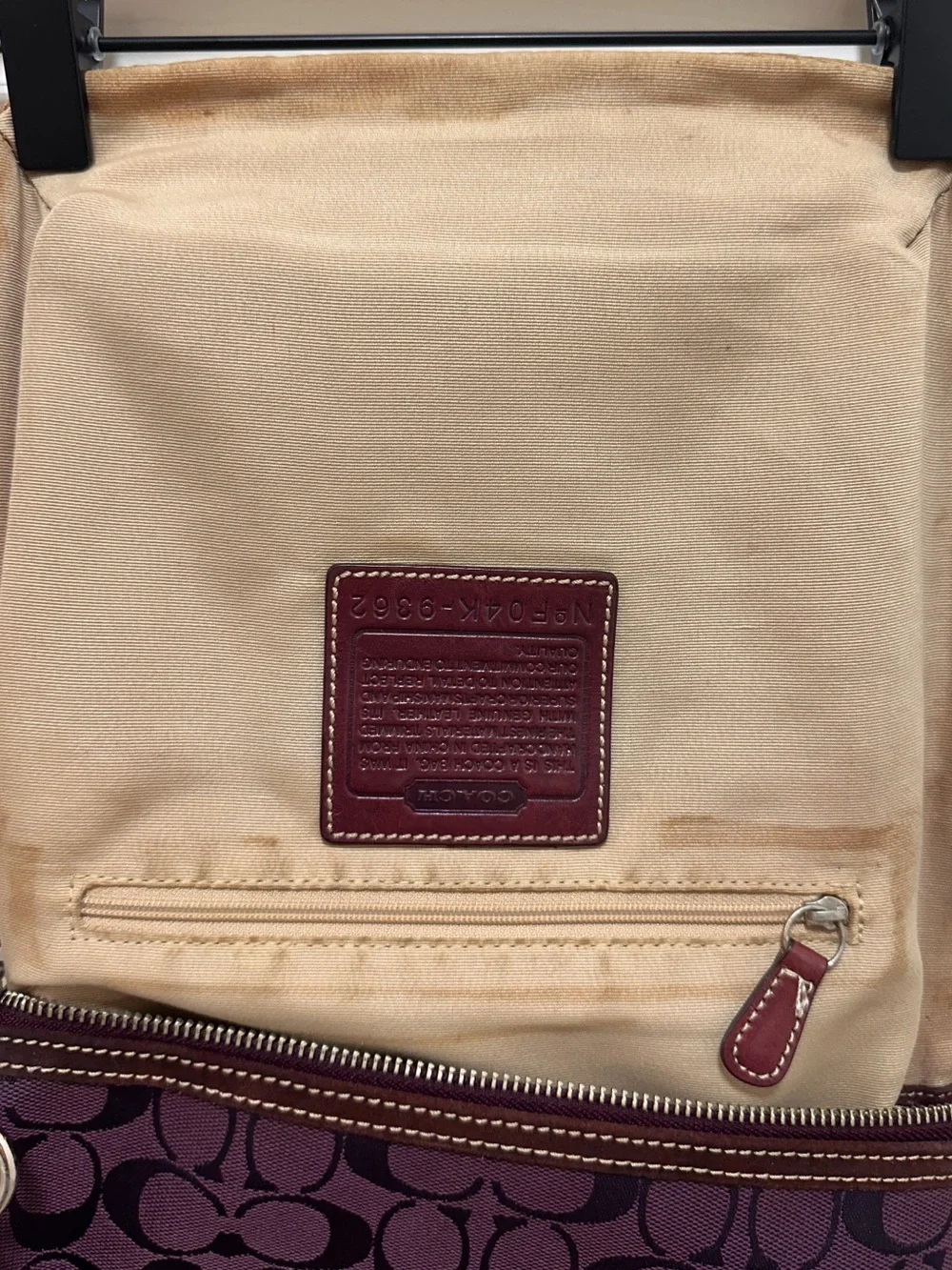 Coach Signature Jacquard‎ Suede Tassel Shoulder Crossbody Bag Plum Purple Y2K